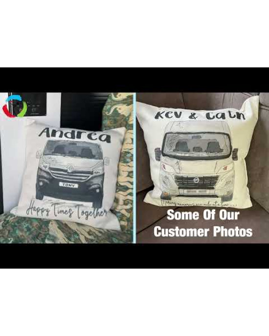 Personalised T3 Camper Van Round Lights Cushion, Old Camper Van