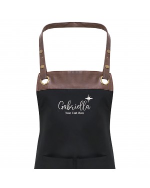 Premier Faux leather Trim Ladies/ Mens Personalised  Embroidered Apron Premier Faux leather Trim Ladies/ Mens Personalised  Embroidered Apron
