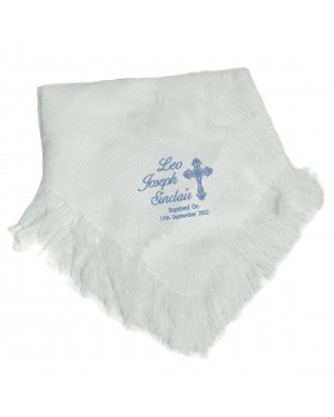 Personalised Baby Christening  Shawl, Blanket, Beautifully Embroidered Elegant Cross Design. Personalised Baby Christening  Shawl, Blanket, Beautifully Embroidered Elegant Cross Design.