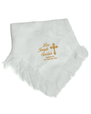 Personalised Baby Christening  Shawl, Blanket, Beautifully Embroidered Elegant Cross Design. Personalised Baby Christening  Shawl, Blanket, Beautifully Embroidered Elegant Cross Design.