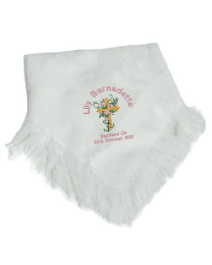 Personalised Baby Shawl Blanket Beautiful floral Cross Embroidered with any name for boys or girls Personalised Baby Shawl Blanket Beautiful floral Cross Embroidered with any name for boys or girls