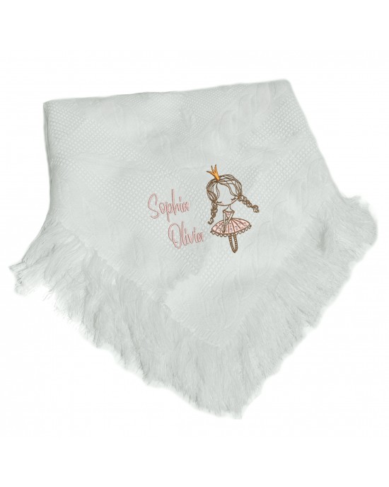 Personalised Baby Christening  Shawl, Blanket, Beautifully Embroidered 