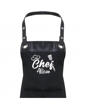 Premier Faux leather Trim Mens Personalised Apron BBQ, Pit Master, BARBECUE, Mans Apron With Pockets