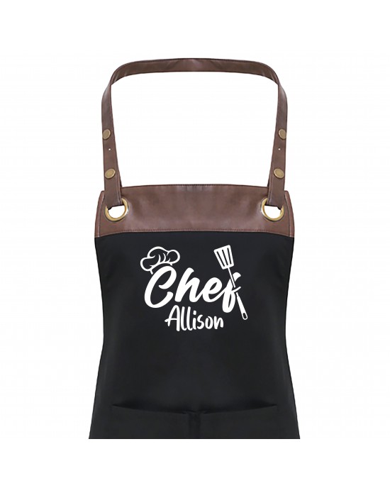 Premier Faux leather Trim Mens Personalised Apron BBQ, Pit Master, BARBECUE, Mans Apron With Pockets