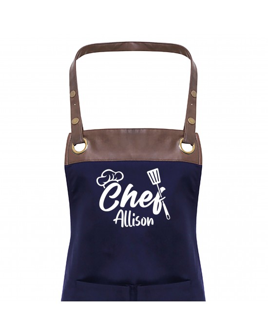Premier Faux leather Trim Mens Personalised Apron BBQ, Pit Master, BARBECUE, Mans Apron With Pockets