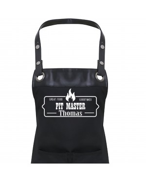 Premier Faux leather Trim  Mens Pit Master Personalised BBQ Apron, Apron With Pockets Premier Faux leather Trim  Mens Pit Master Personalised BBQ Apron, Apron With Pockets