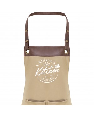 Premier Faux leather Trim Ladies/ Mens Personalised Apron Apron With Pockets