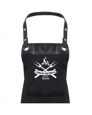 Premier Faux leather Trim  Mens King Of The Grill Personalised Apron Apron With Pockets