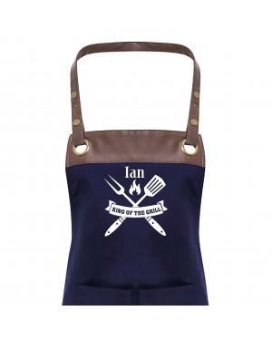 Premier Faux leather Trim  Mens BBQ Grill Personalised Apron Apron With Pockets