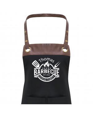 Premier Faux leather Trim  Mens Barbeque Personalised BBQ Apron, Apron With Pockets Premier Faux leather Trim  Mens Barbeque Personalised BBQ Apron, Apron With Pockets