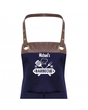 Premier Faux leather Trim  Mens Barbeque Personalised BBQ Apron, Apron With Pockets Premier Faux leather Trim  Mens Barbeque Personalised BBQ Apron, Apron With Pockets