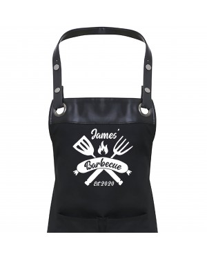 Premier Faux leather Trim  Mens Barbeque Personalised BBQ Apron, Apron With Pockets Premier Faux leather Trim  Mens Barbeque Personalised BBQ Apron, Apron With Pockets
