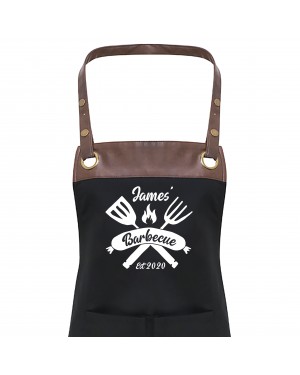 Premier Faux leather Trim Ladies/ Mens Personalised Apron Apron With Pockets Premier Faux leather Trim Ladies/ Mens Personalised Apron Apron With Pockets