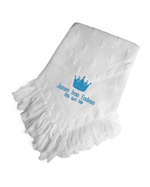 Personalised Baby Christening  Shawl, Blanket, Beautifully Embroidered Crown Design Personalised Baby Christening  Shawl, Blanket, Beautifully Embroidered Crown Design