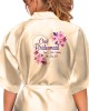 Personalised Elegant Satin Robe For All The Wedding Party Bride, Bridesmaid, Flower Girl Flowers/ Feather Boarder