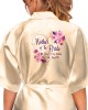 Personalised Elegant Satin Robe For All The Wedding Party Bride, Bridesmaid, Flower Girl Flowers/ Feather Boarder
