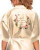 Personalised Elegant Satin Robe For All The Wedding Party Bride, Bridesmaid, Flower Girl Flowers/ Butterfly