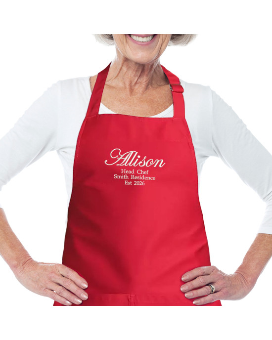 Personalised Ladies / Mens Embroidered Apron, Cooking Chef Apron Unisex Apron With Pockets