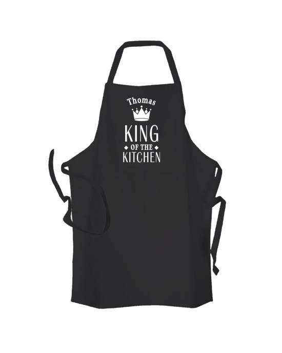 King Of The Kitchen Personalised Apron Available in Black would be a fun gift For your man.