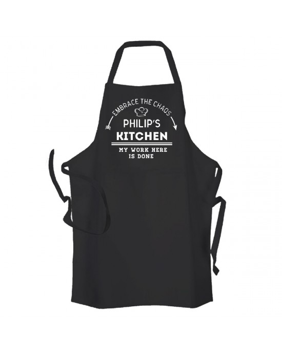 Is your man chaos in the kitchen?? This Black Apron personalised would be a fun gift.