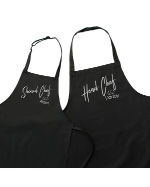 Personalised Cooking Apron Set. Head Chef & Second Chef Dad & Kids Cooking Apron Personalised Cooking Apron Set. Head Chef & Second Chef Dad & Kids Cooking Apron