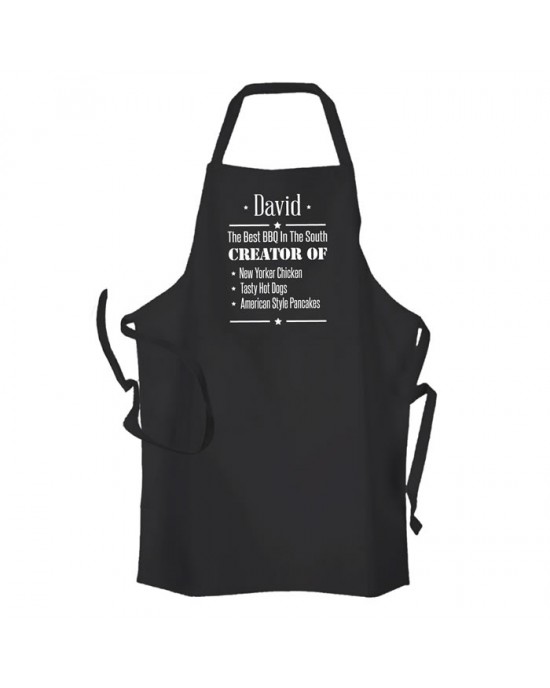 Creator of the best.... Personalised BBQ & Grill, Cooking, Apron Black. Change any Text For Your Message.