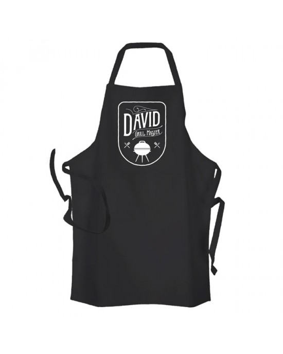 Men's Personalised Grill Master BBQ & Grill, Cooking, Apron Black. Change any Text For Your Message.