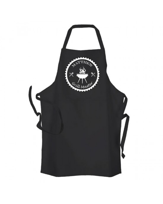 Grill Master Personalised Men's BBQ & Grill, Cooking, Apron Black. Change any Text For Your Message.