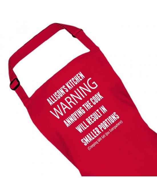 Kitchen Warning Personalised Colour Apron Ladies Fun Chef Kitchen Cooking Dinner, Quality Apron