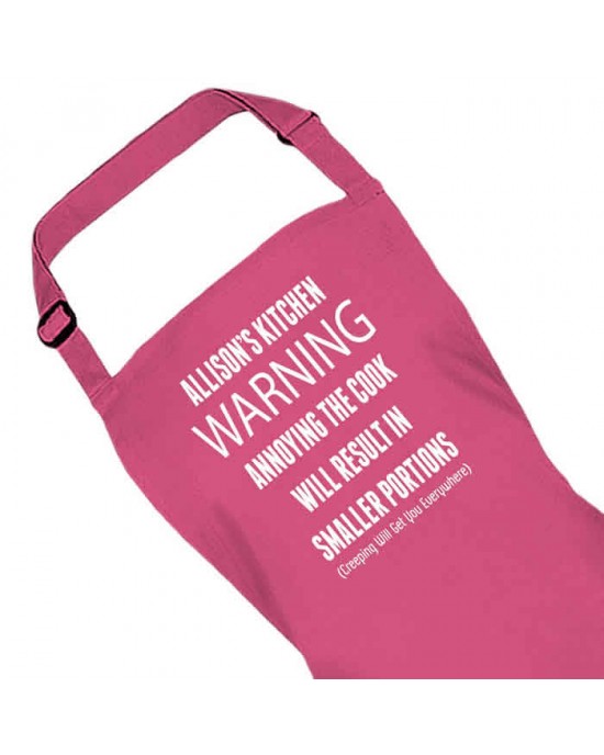 Kitchen Warning Personalised Colour Apron Ladies Fun Chef Kitchen Cooking Dinner, Quality Apron