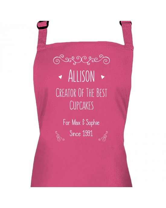 Fun Text Design Personalised Colour Apron Ladies Fun Chef Kitchen Cooking Dinner, Quality Apron