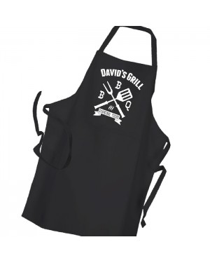 Personalised Man's BBQ & Grill, Summer Cooking, Apron Black. Premium Aprons in a lovely 'Heavy cotton like fabric.