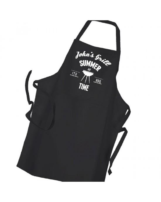 Man's BBQ & Grill Personalised , Summer Cooking, Apron Black. Premium Aprons in a lovely 'Heavy cotton like fabric.