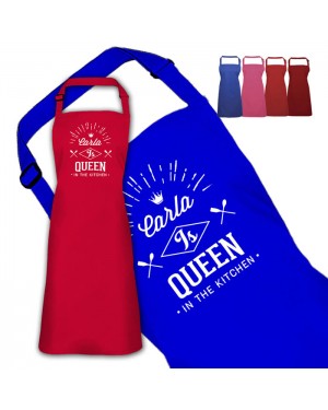 Queen In The Kitchen Personalised Colour Apron Ladies Fun Chef Kitchen Cooking Dinner, Quality Apron Queen In The Kitchen Personalised Colour Apron Ladies Fun Chef Kitchen Cooking Dinner, Quality Apron