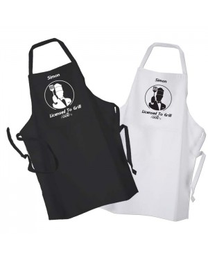 Mens Personalised Licensed to Grill Kitchen Cooking Apron Personalised with A Name Of Your Choice Black Or White Mens Personalised Licensed to Grill Kitchen Cooking Apron Personalised with A Name Of Your Choice Black Or White