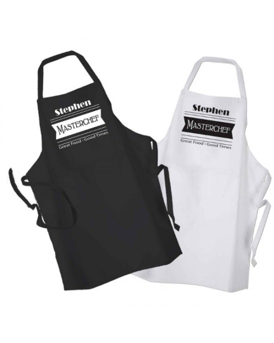 Master Chef Personalised BBQ & Grill, Cooking, Personalised Apron Black Or White.