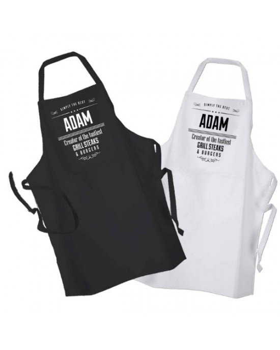 Chef Personalised BBQ & Grill, Cooking, Apron Black Or White. Change any Text For Your Message.