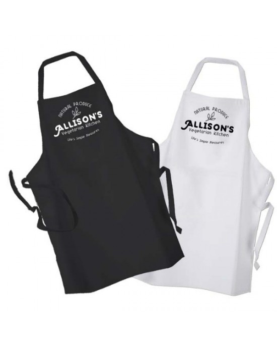 Vegetarian Chef Personalised BBQ & Grill, Cooking, Apron Black Or White. Change any Text For Your Message.