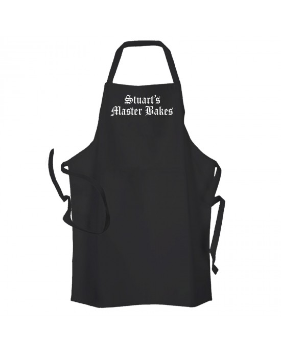 Master Bakes Personalised with any name Apron Black. Mens Personalised BBQ Kitchen Cooking Apron