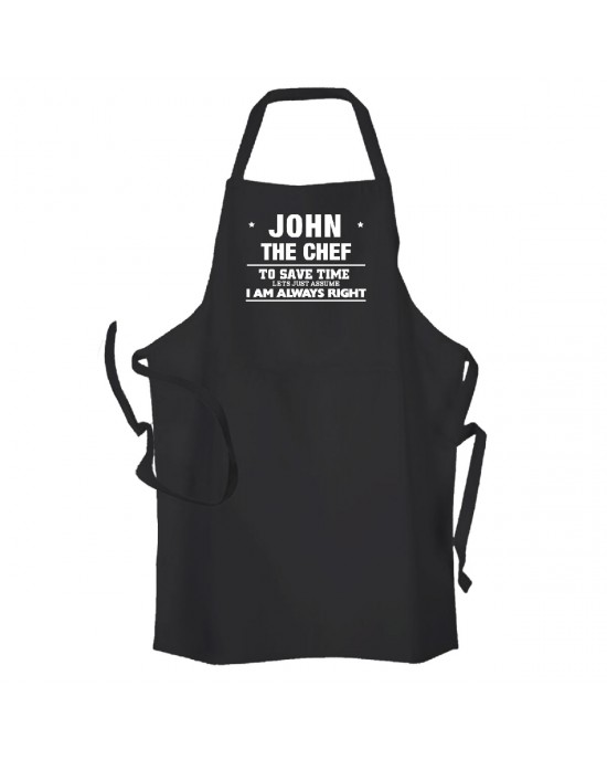 Always Right chef Personalised Adult cooking apron.