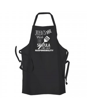 Fun BBQ Personalised Kitchen Black Men's Apron. Fun BBQ Personalised Kitchen Black Men's Apron.