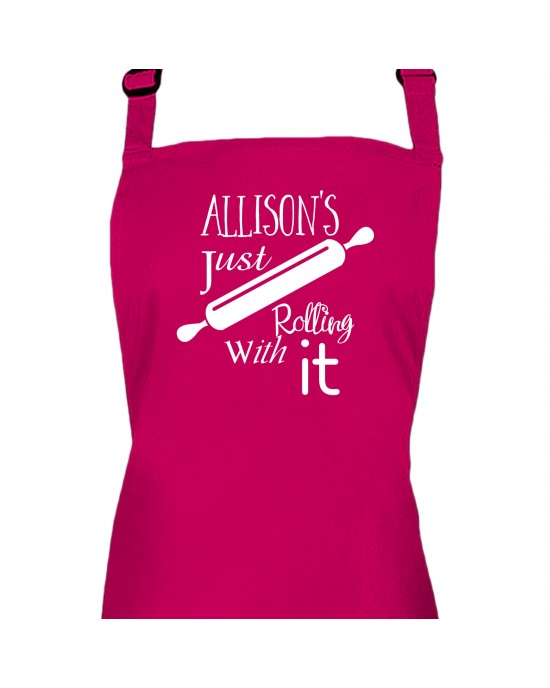 Personalised Colour Roll With It Ladies Fun Kitchen Cooking Apron