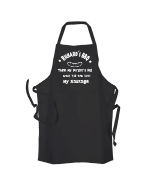Personalised Black Apron, Fun Joke Apron, Wait 'till you see my sausage Personalised Black Apron, Fun Joke Apron, Wait 'till you see my sausage