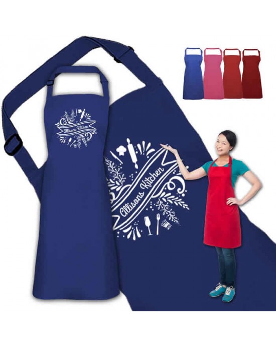 Unusual Ornamental Design Personalised Colour Apron Ladies Fun Chef Kitchen Cooking Dinner, Quality Apron