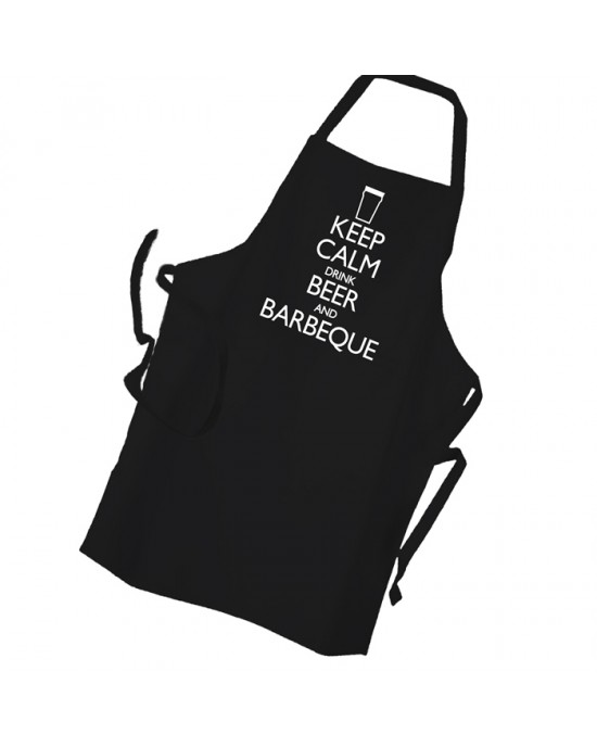 Keep Calm Drink Beer & BBQ Personalised Apron Black Or White