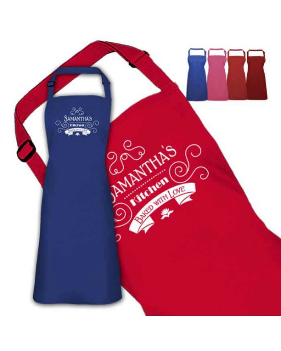 Beautiful Scrolling Design Personalised Colour Apron Ladies Fun Chef Kitchen Cooking Dinner, Quality Apron