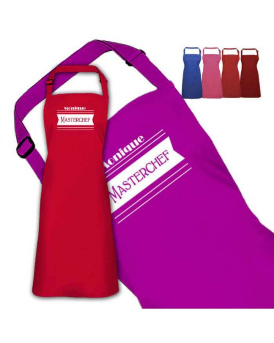 Master Chef Design Personalised Colour Apron Ladies Fun Chef Kitchen Cooking Dinner, Quality Apron
