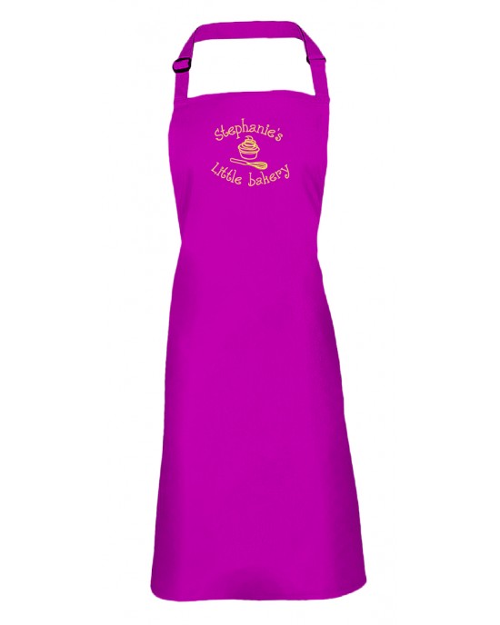Personalised Adult's Cooking Apron. Little Bakery Embroidered Design, change any text.