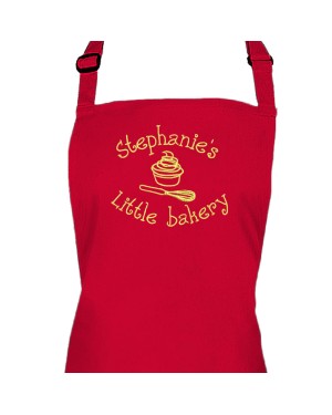 Personalised Adult's Cooking Apron. Little Bakery Embroidered Design, change any text. Personalised Adult's Cooking Apron. Little Bakery Embroidered Design, change any text.