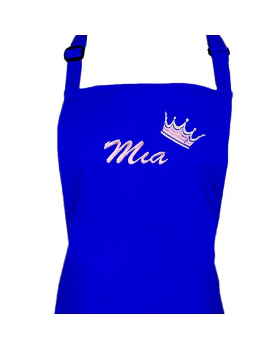 Personalised Ladies Apron, Custom Embroidered Colour Apron. Crown Design.